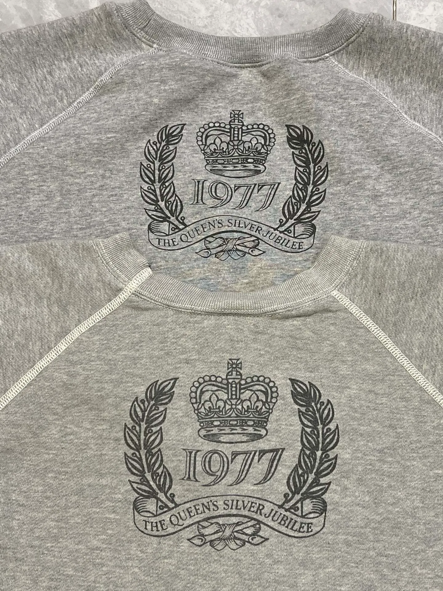 Printing proofing SAINT Mxxxxxx x SEX PISTOLS QUEEN SP_CREW SWT/GRAY band joint vintage sweatshirt Queen ripped retro sweatshirt gray S-XL